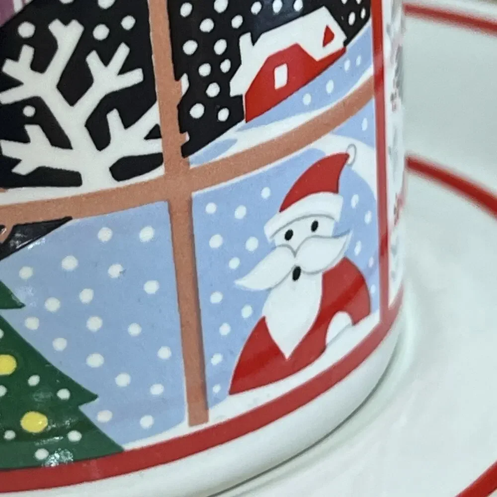 Vtg Noritake Twas the Night Before 8100 Coffee Mug Saucer Scottie Dog